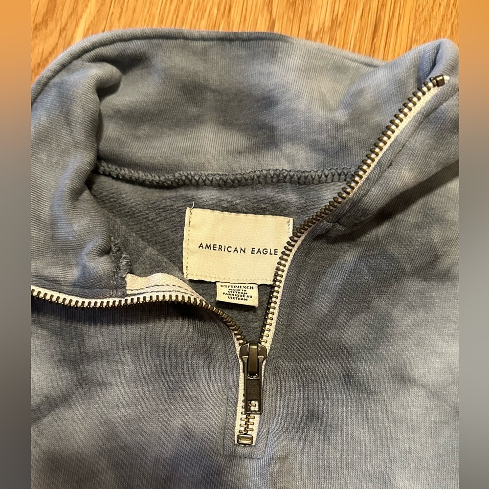 American Eagle Outfitters Gray Quarter Zip-Up Sweater Tie Dye pattern Aerie - Picture 3 of 5
